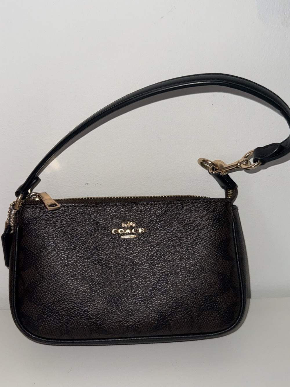 Coach Black Pebbled Leather Mini Shoulder Bag with Gold Hardware